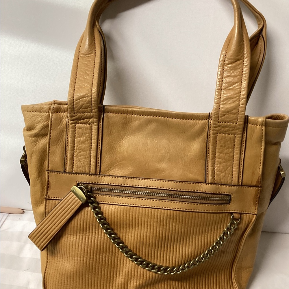 B. Makowsky Tan Leather Shoulder Bag